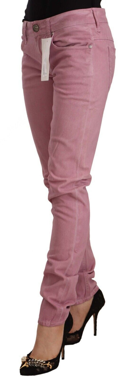 Jeans de mezclilla ajustados de color rosa elegantes de Acht