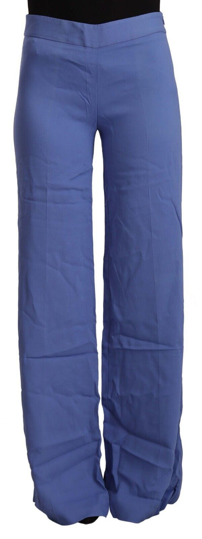 Pantalones azules de talle alto y pierna ancha elegantes PAROSH