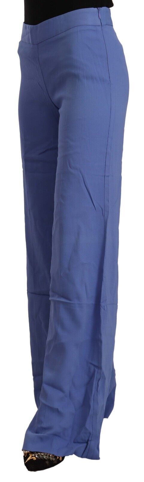 Pantalones azules de talle alto y pierna ancha elegantes PAROSH