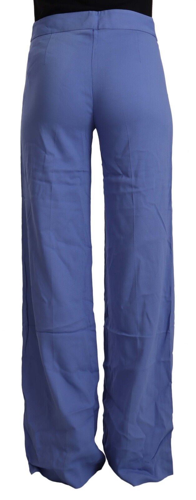 Pantalones azules de talle alto y pierna ancha elegantes PAROSH