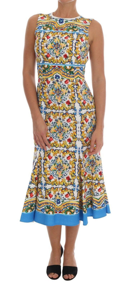 Vestido tubo midi con estampado de mayólica de Dolce &amp; Gabbana