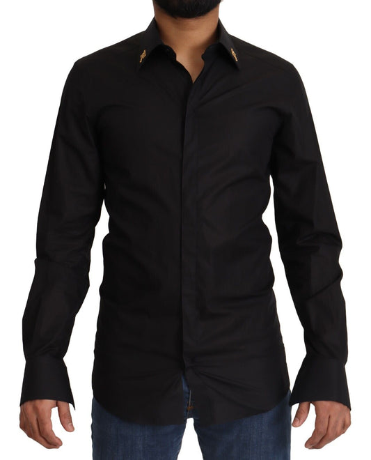 Dolce &amp; Gabbana Elegant Slim Fit Black Cotton Dress Shirt