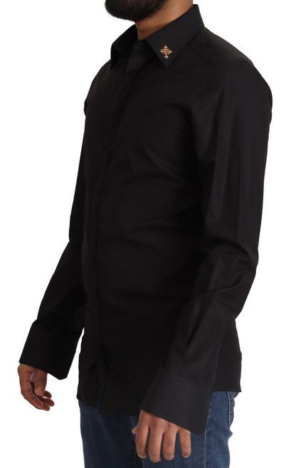 Dolce &amp; Gabbana Elegant Slim Fit Black Cotton Dress Shirt