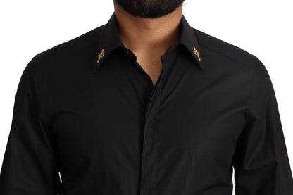 Dolce &amp; Gabbana Elegant Slim Fit Black Cotton Dress Shirt