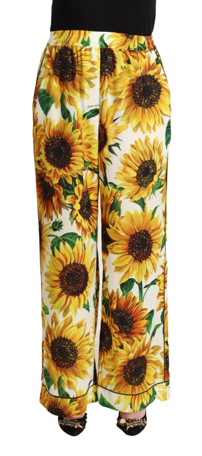 Pantalones anchos elegantes con estampado de girasoles de Dolce &amp; Gabbana