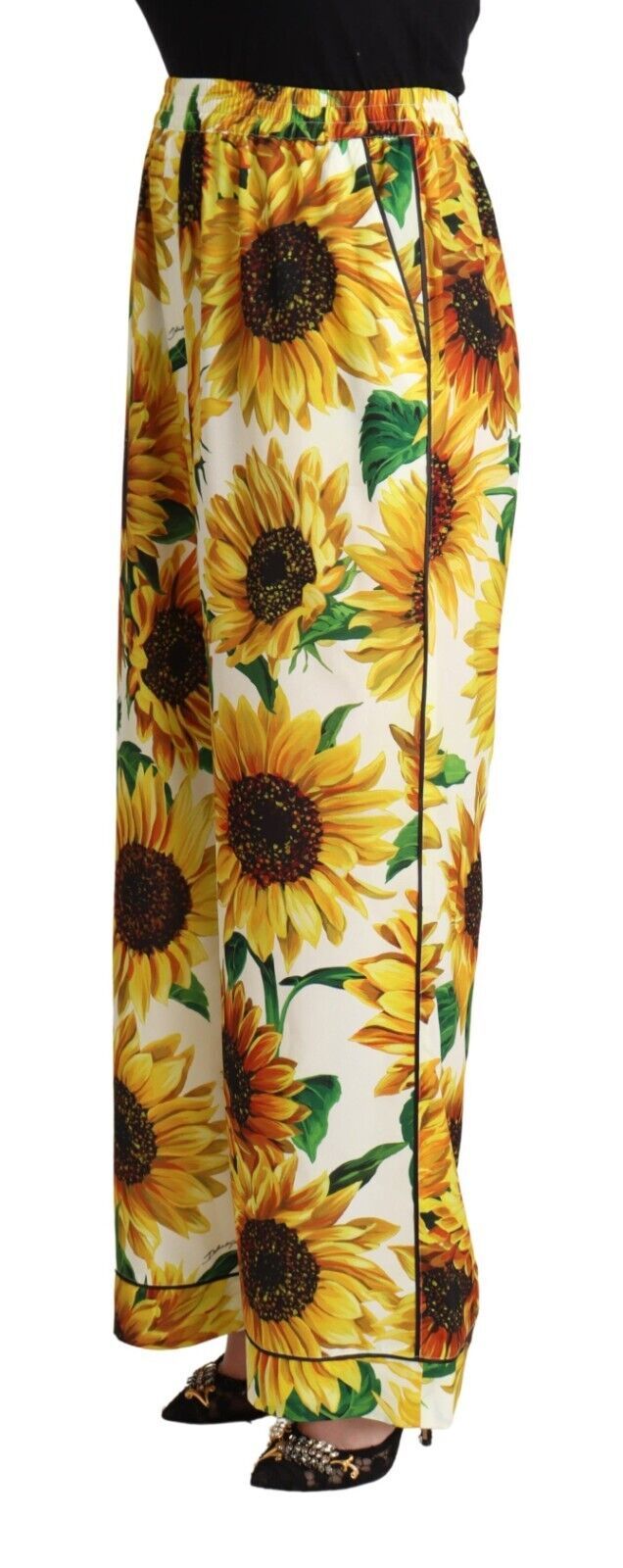 Pantalones anchos elegantes con estampado de girasoles de Dolce &amp; Gabbana