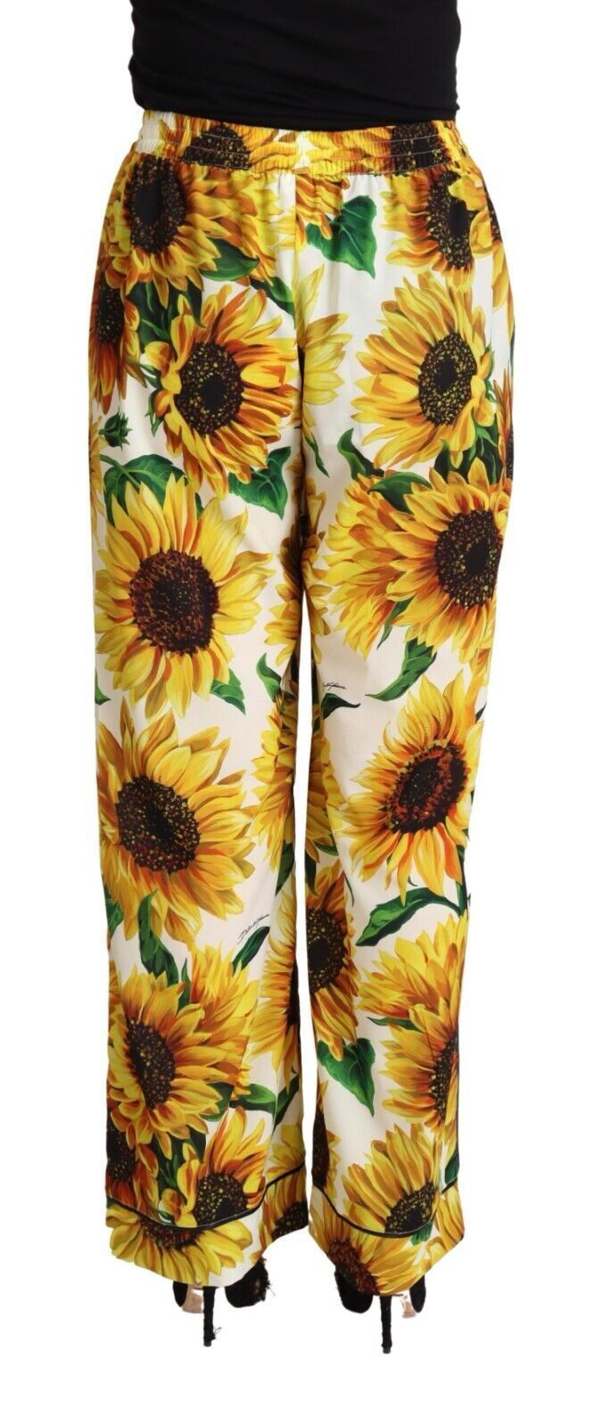 Pantalones anchos elegantes con estampado de girasoles de Dolce &amp; Gabbana