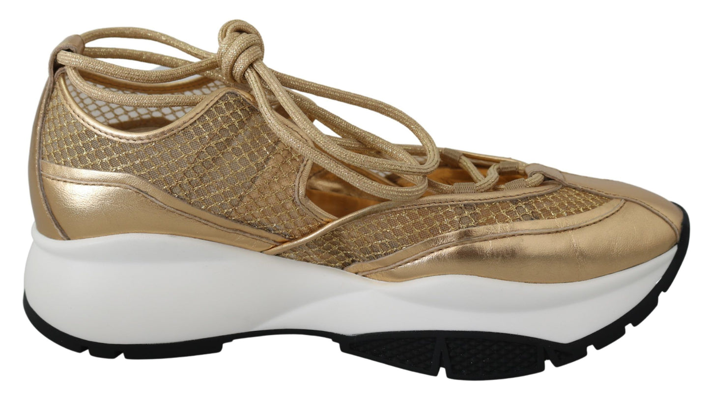 Jimmy Choo Golden Glamour Mesh Läder Sneakers