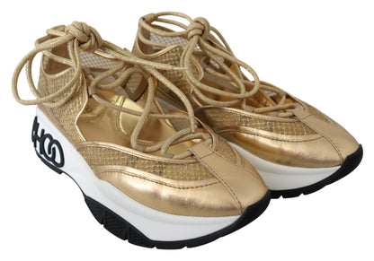 Jimmy Choo Golden Glamour Mesh Läder Sneakers