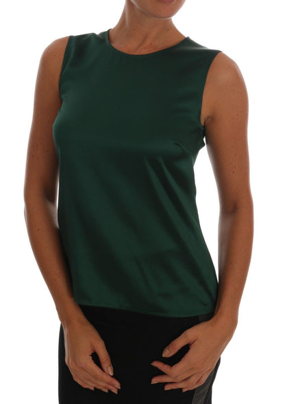 Dolce & Gabbana Sleeveless Silk Top in Dark Green