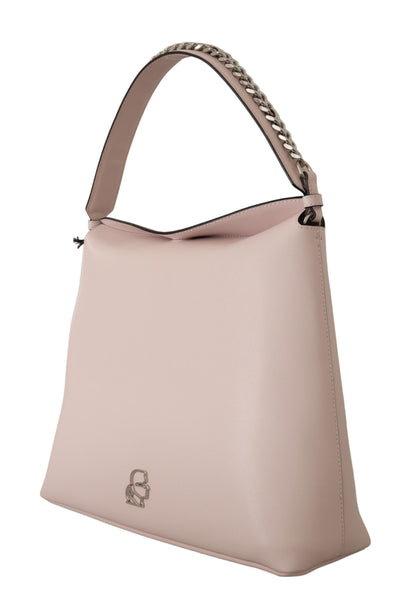 Karl Lagerfeld Elegant Mauve Chalk Leather Shoulder Bag