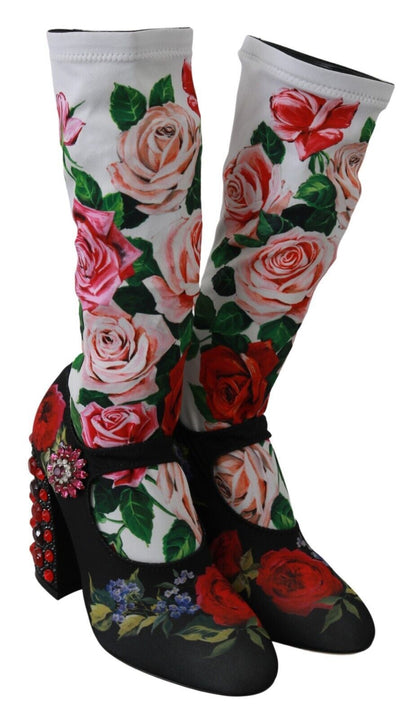 Dolce & Gabbana Floral Embellished Socks Boots