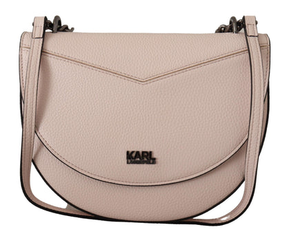 Bolso de hombro elegante de piel color rosa claro y malva de Karl Lagerfeld