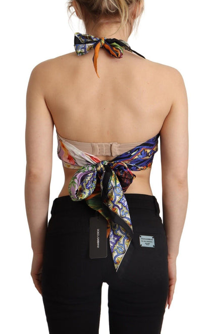 Dolce & Gabbana Sumptuous Silk Halter Cropped Top - Multicolor