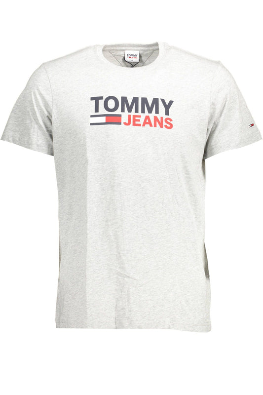 Tommy Hilfiger Grå T-shirt för män i bomull