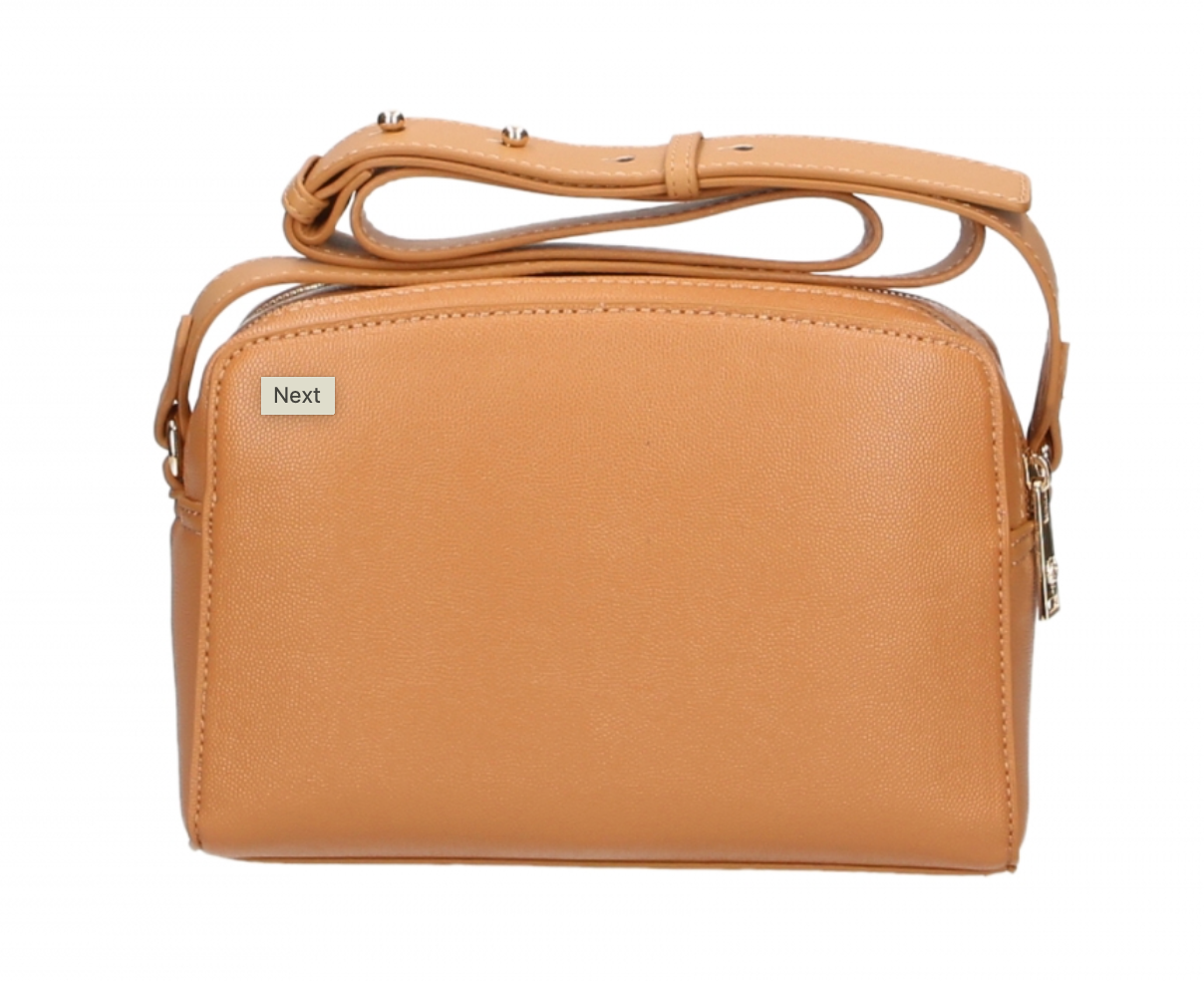 Plein Sport Chic Camel-Toned Crossbody with Double Zip Closure