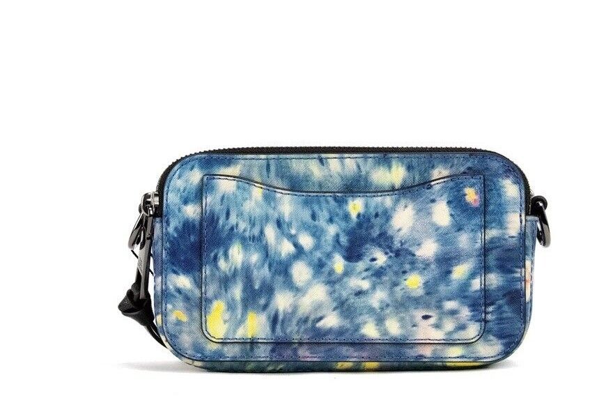 Bolso de hombro de piel con estampado de acuarela azul de Marc Jacobs The Snapshot