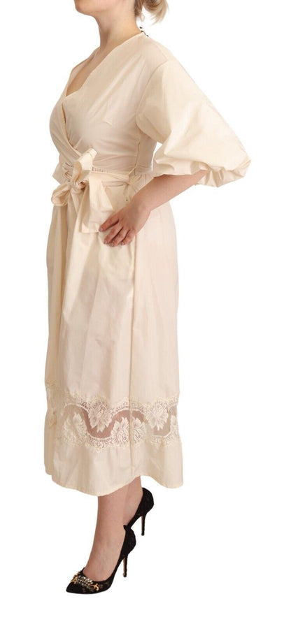 ROSA MEMORIES Elegant off White Maxi Wrap Klänning