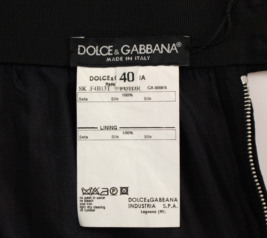 Dolce &amp; Gabbana Elegant Silk Black Kjol för kvällar