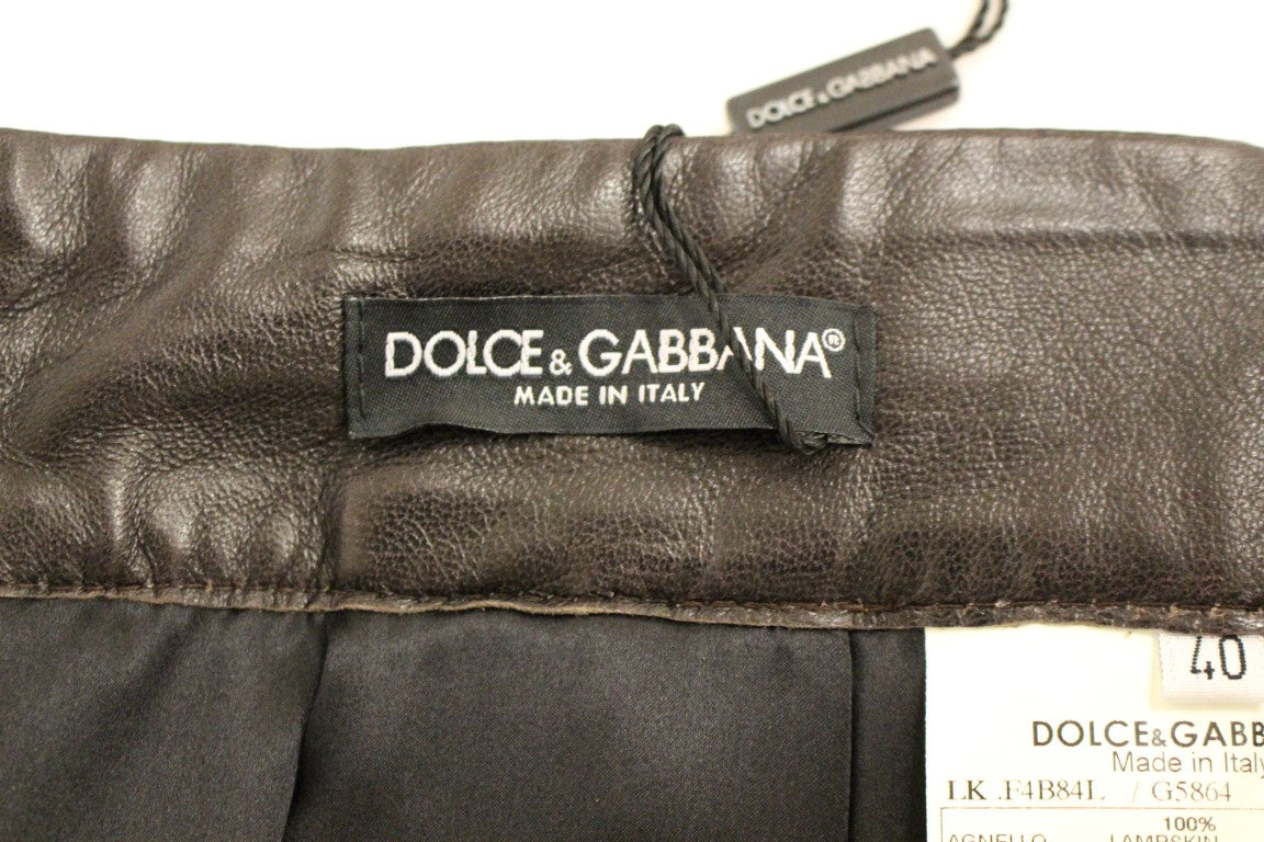 Dolce &amp; Gabbana Elegant Patchwork-kjol i läder