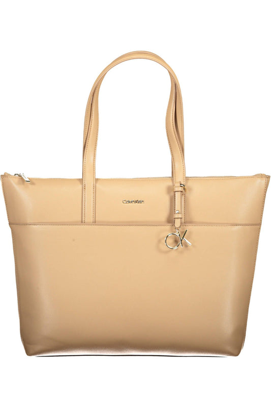 Bolso de mano de poliéster color beige para mujer de Calvin Klein