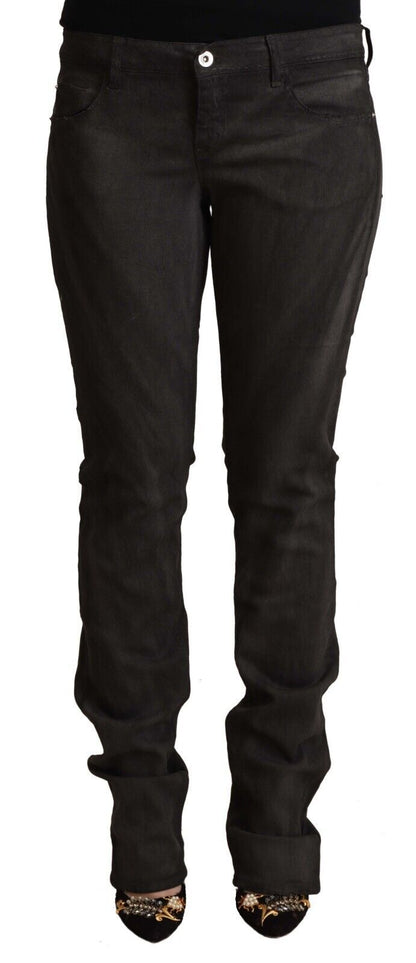 Costume National Elegant Mid Waist Skinny Black Trouser