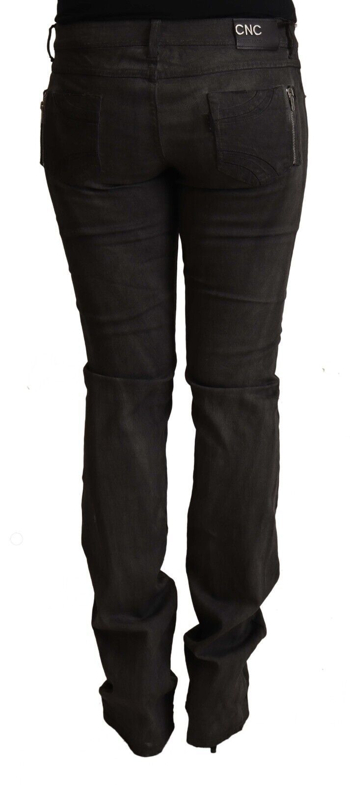 Costume National Elegant Mid Waist Skinny Black Trouser