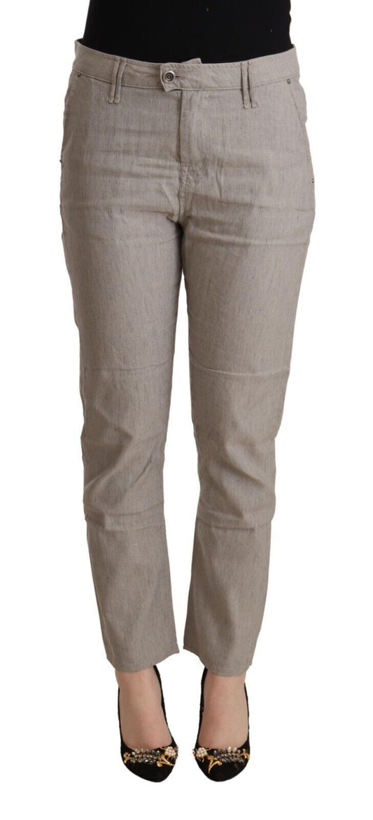 CYCLE Elegant Light Grey Tapered Linen Pants