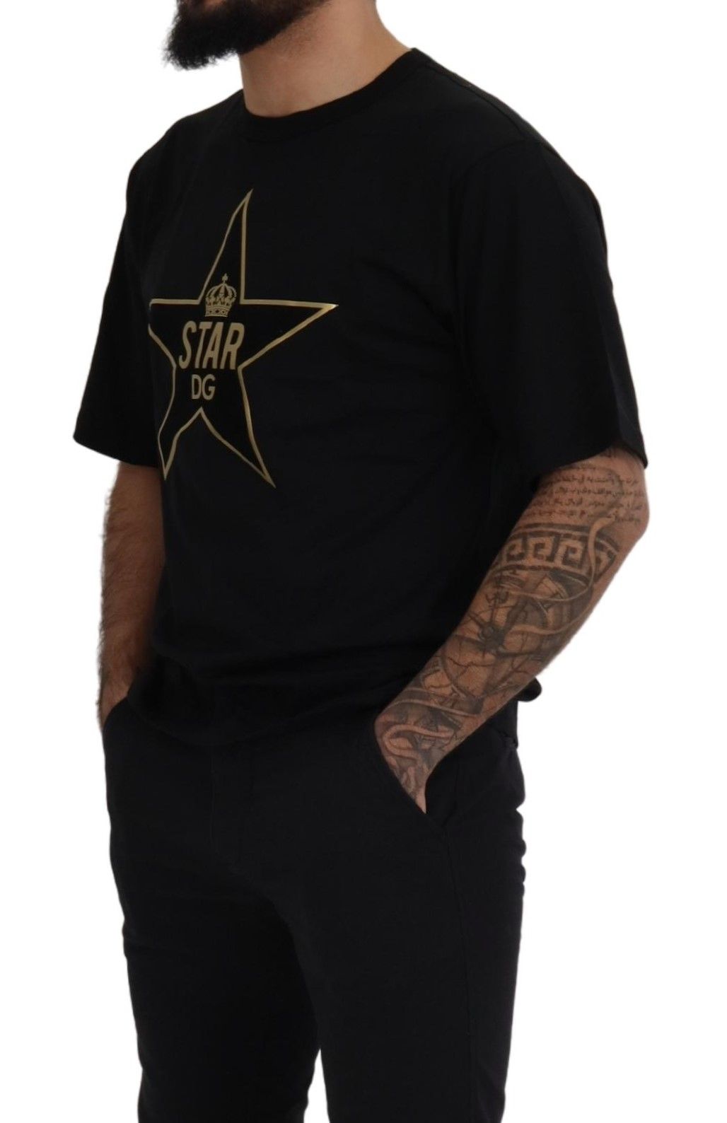 Dolce &amp; Gabbana Gold Star DG Emblem Crewneck T-shirt