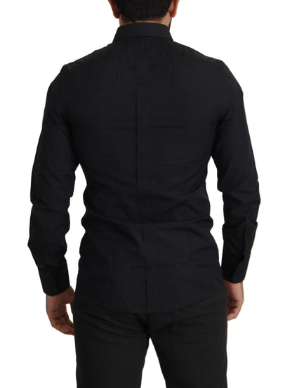 Dolce &amp; Gabbana Elegant Slim Fit Black Cotton Dress Shirt