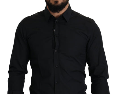 Dolce &amp; Gabbana Elegant Slim Fit Black Cotton Dress Shirt