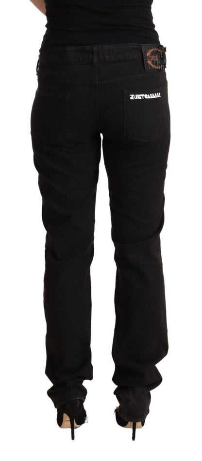 Just Cavalli Snygga mid-midja Slim Fit svarta jeans