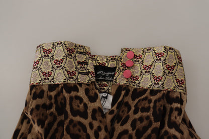 Pantalones de jacquard de leopardo con cintura alta y corte cropped de Dolce &amp; Gabbana