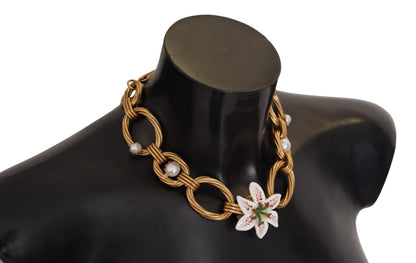 Dolce &amp; Gabbana eleganta guld Lilly Flower hänge halsband