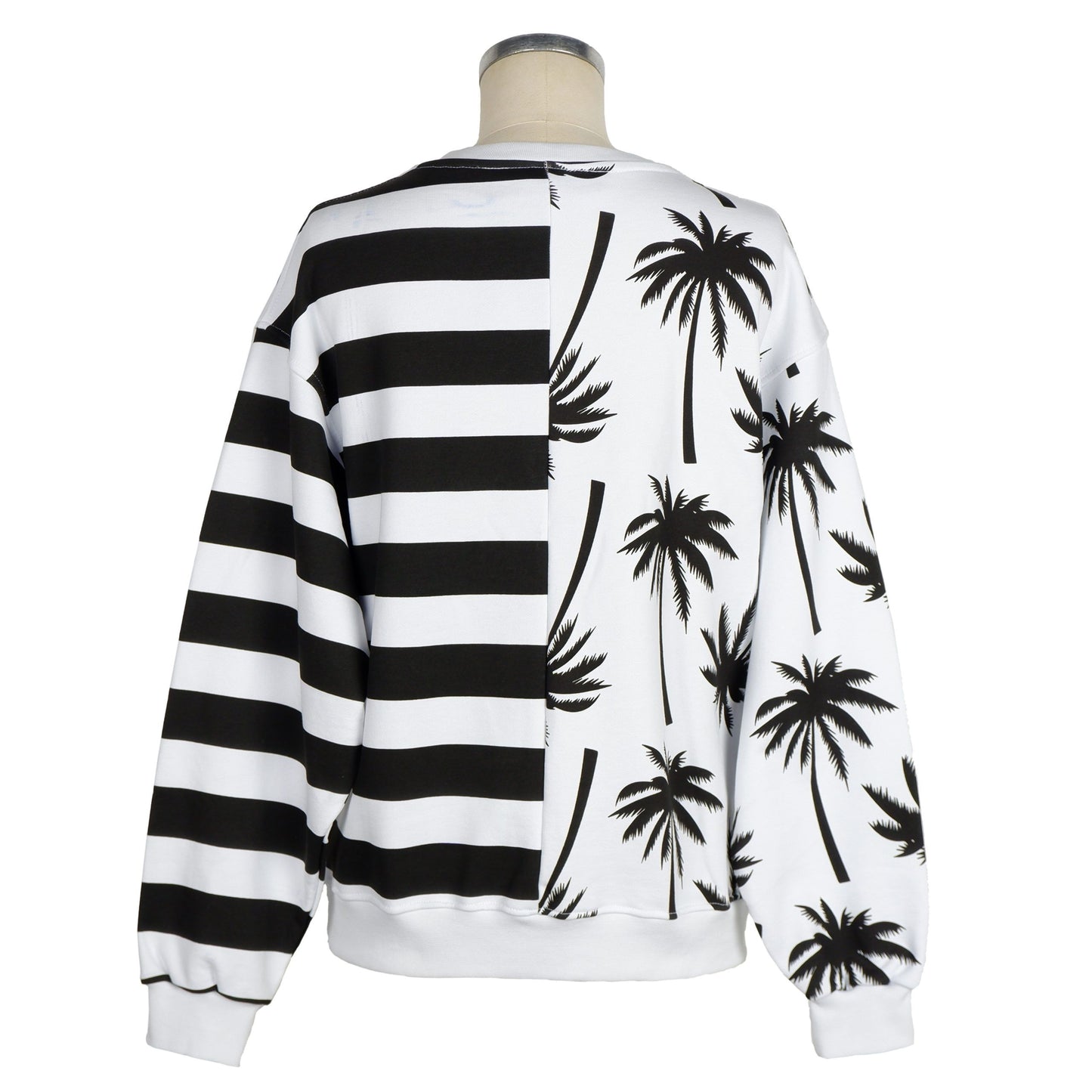 Comme Des Fuckdown Chic Monochrome Stripe Palm Print Sweater