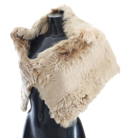 Dolce &amp; Gabbana Elegant Alpaca Fur Shoulder Wrap i Beige