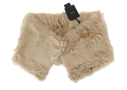 Dolce &amp; Gabbana Elegant Alpaca Fur Shoulder Wrap i Beige