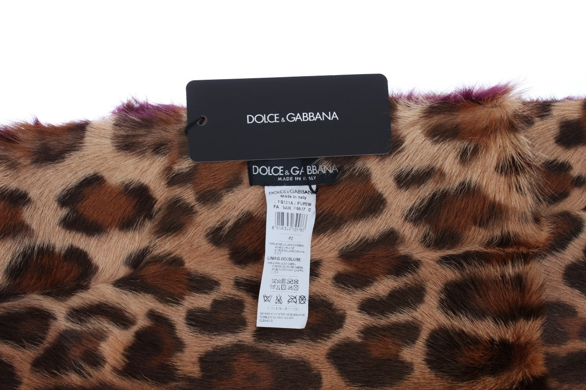 Dolce &amp; Gabbana Utsökt leopardmönstrad lammskinnssjal