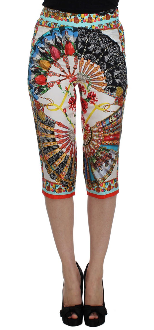 Dolce &amp; Gabbana Multicolor Majolica Silk Capri-byxor