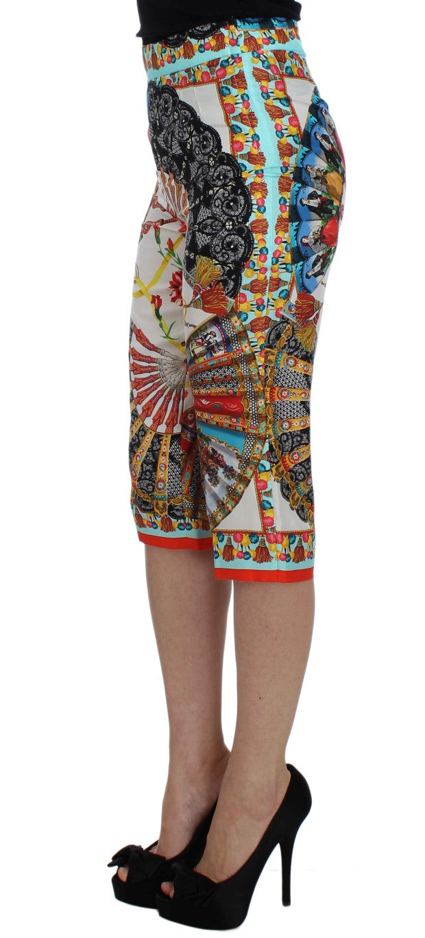 Dolce &amp; Gabbana Multicolor Majolica Silk Capri-byxor