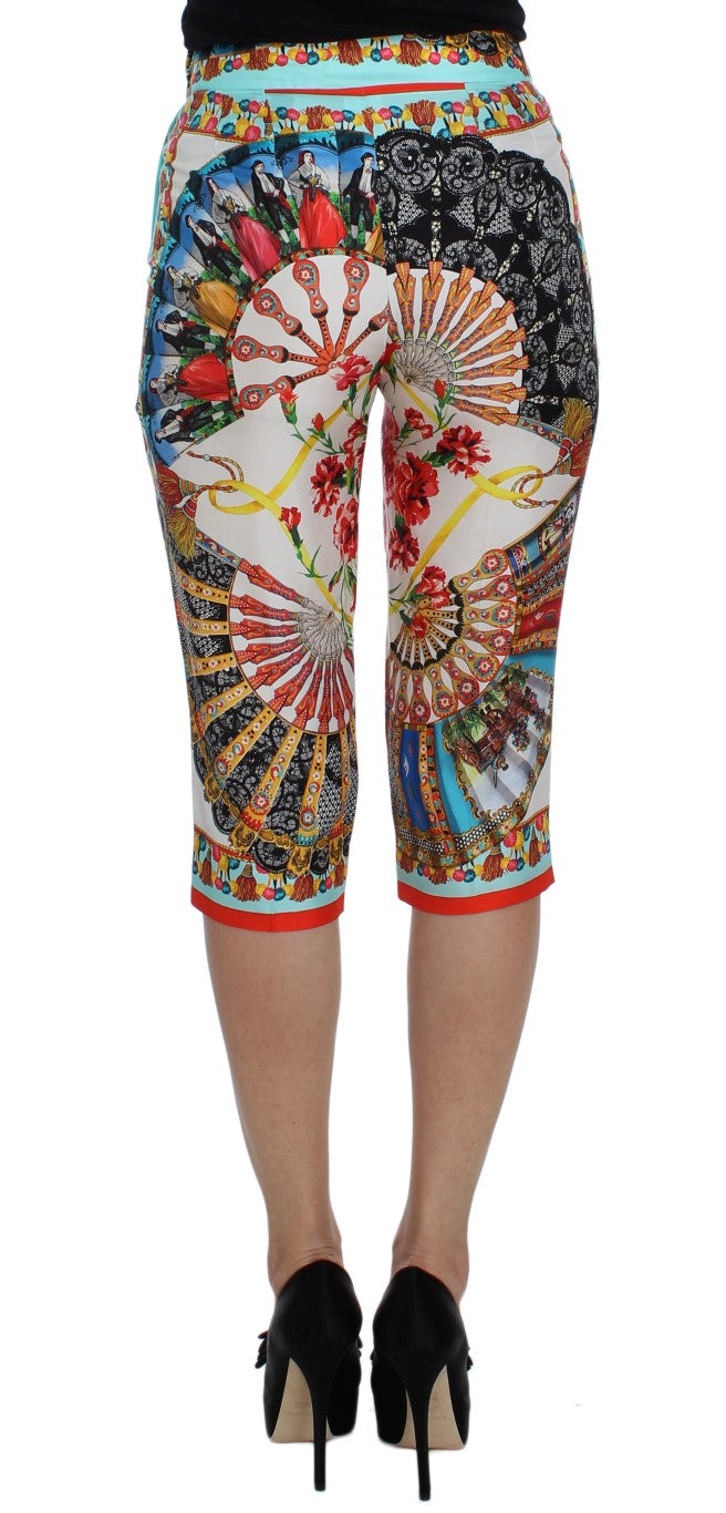 Dolce &amp; Gabbana Multicolor Majolica Silk Capri-byxor