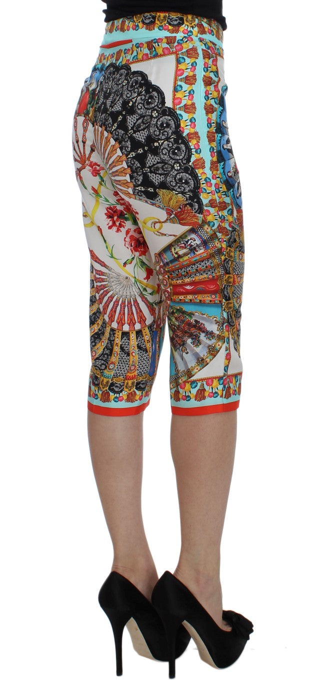 Dolce &amp; Gabbana Multicolor Majolica Silk Capri-byxor