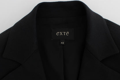 Exte Chic Black Stretch Blazer med Guldknappsdetalj