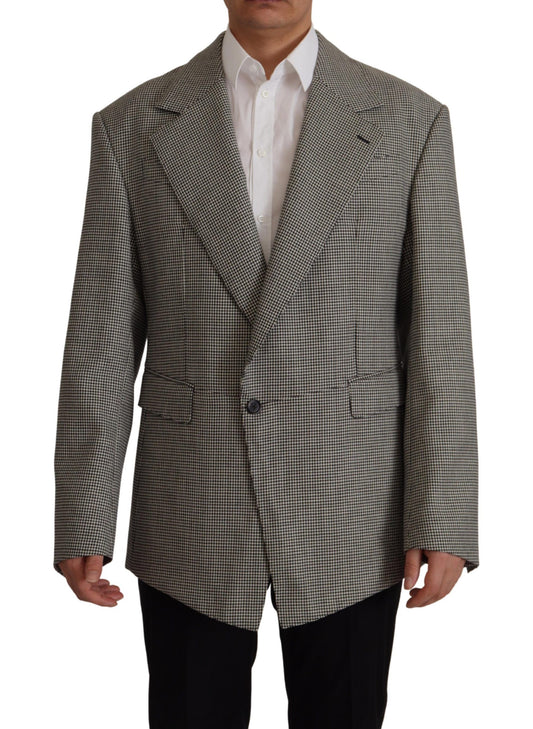 Dolce & Gabbana Elegant Gray Checkered Wool Blazer