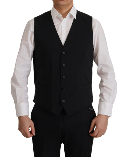 Conjunto elegante de blazer y chaleco tipo martini negro de Dolce &amp; Gabbana