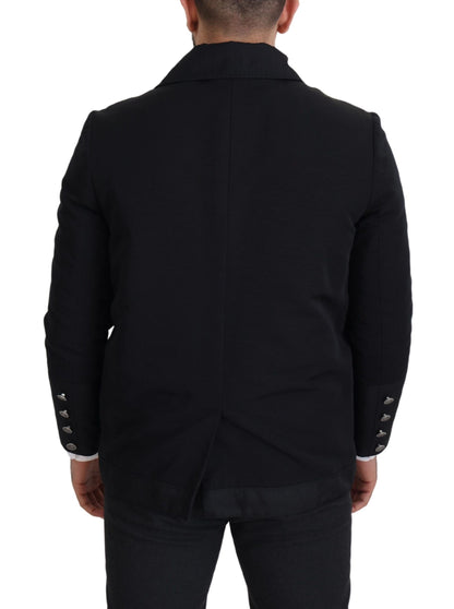 Dolce &amp; Gabbana Elegant Full Zip Black Wool Blend Jacka