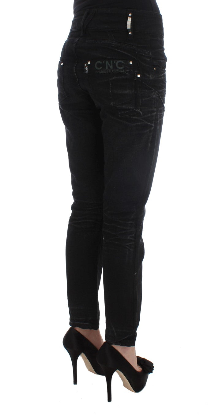 Costume National Elegant Black Slouchy Fit Jeans för trendsättare