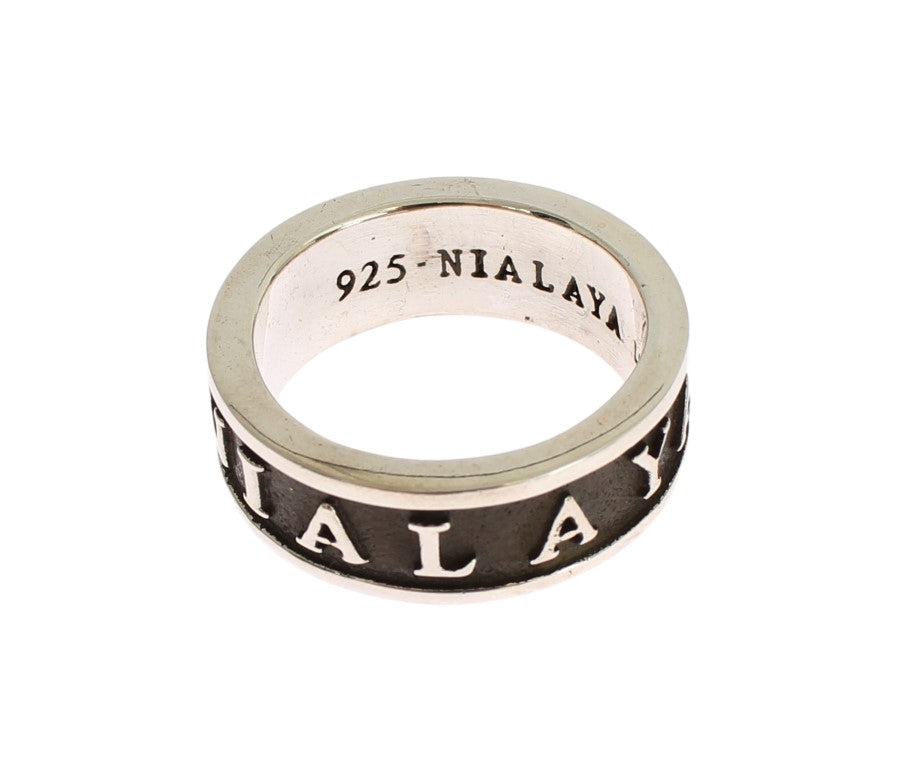 Nialaya Elegant Silver och Svart Sterling Ring för män