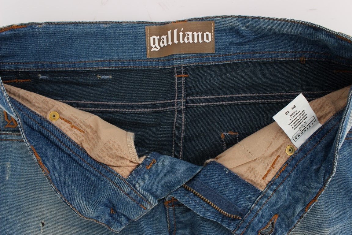 John Galliano Snygga blå Slim Fit designerjeans