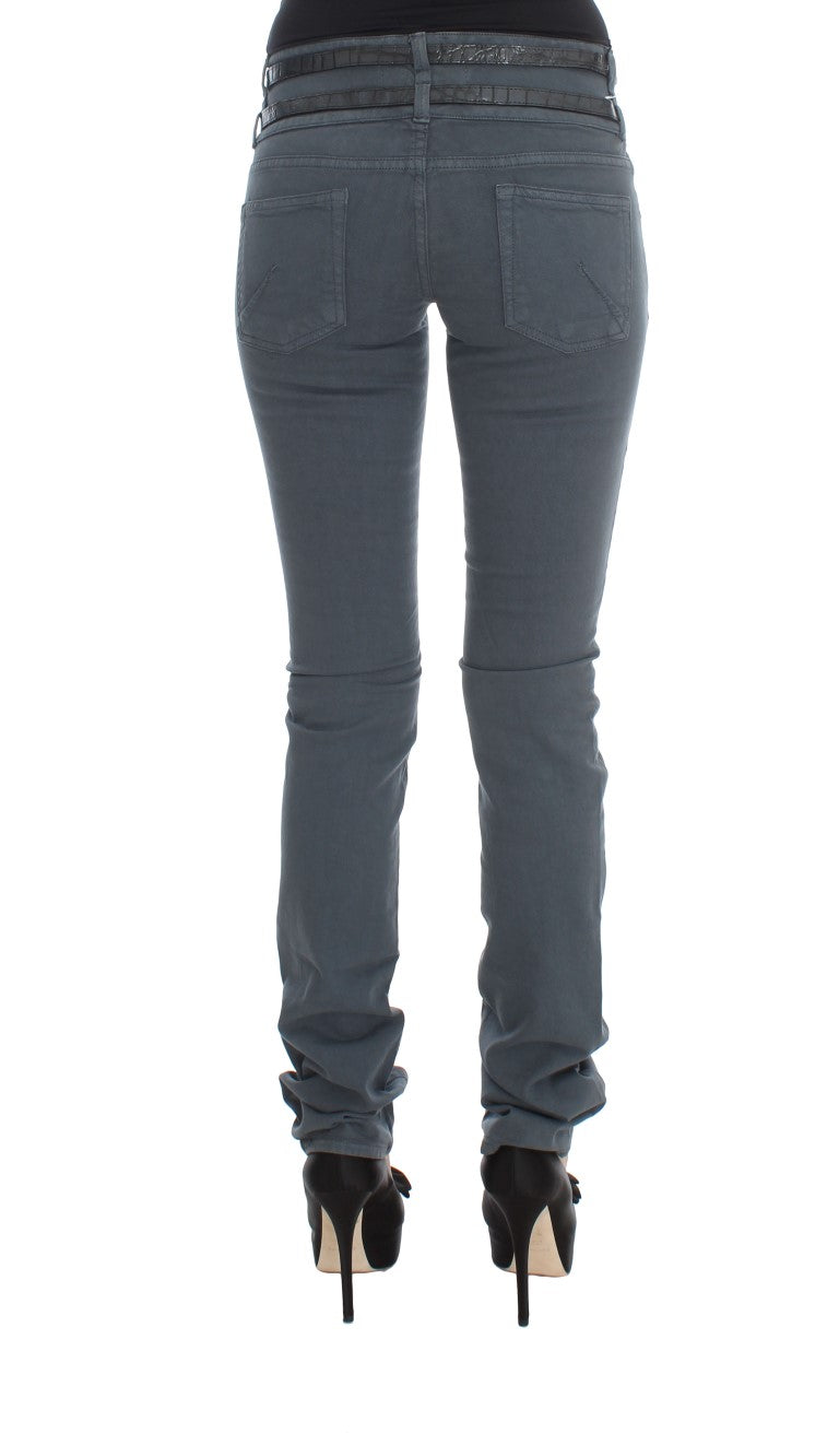 John Galliano Snygga italienska jeans med slim passform i Chic Blue